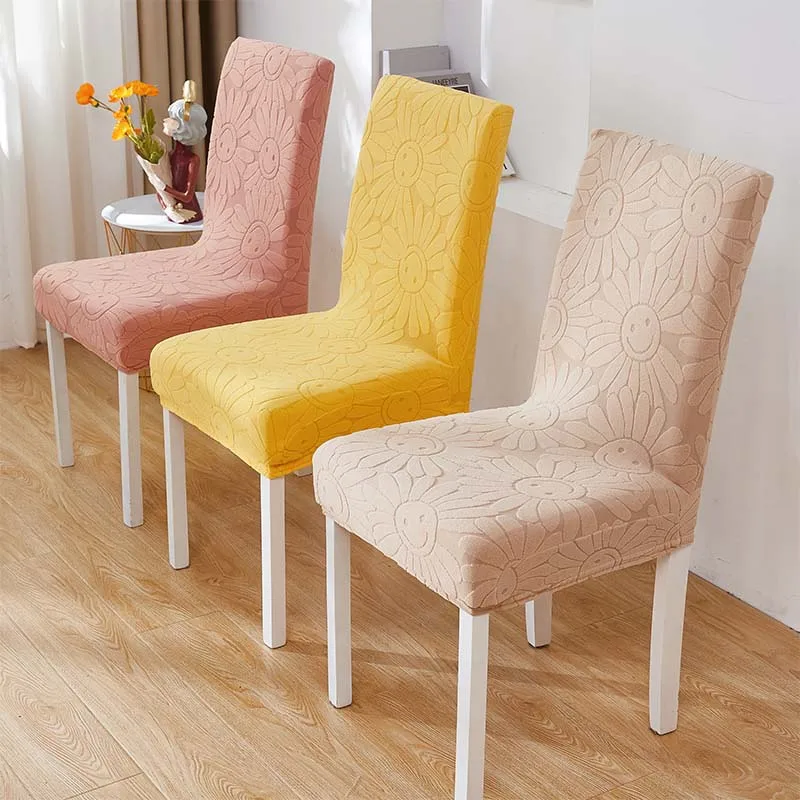 Embossed Stretch Dining Chair Cover With Back Jacquard Velvet Covers For Chairs Kitchen Extensible Wedding Home |