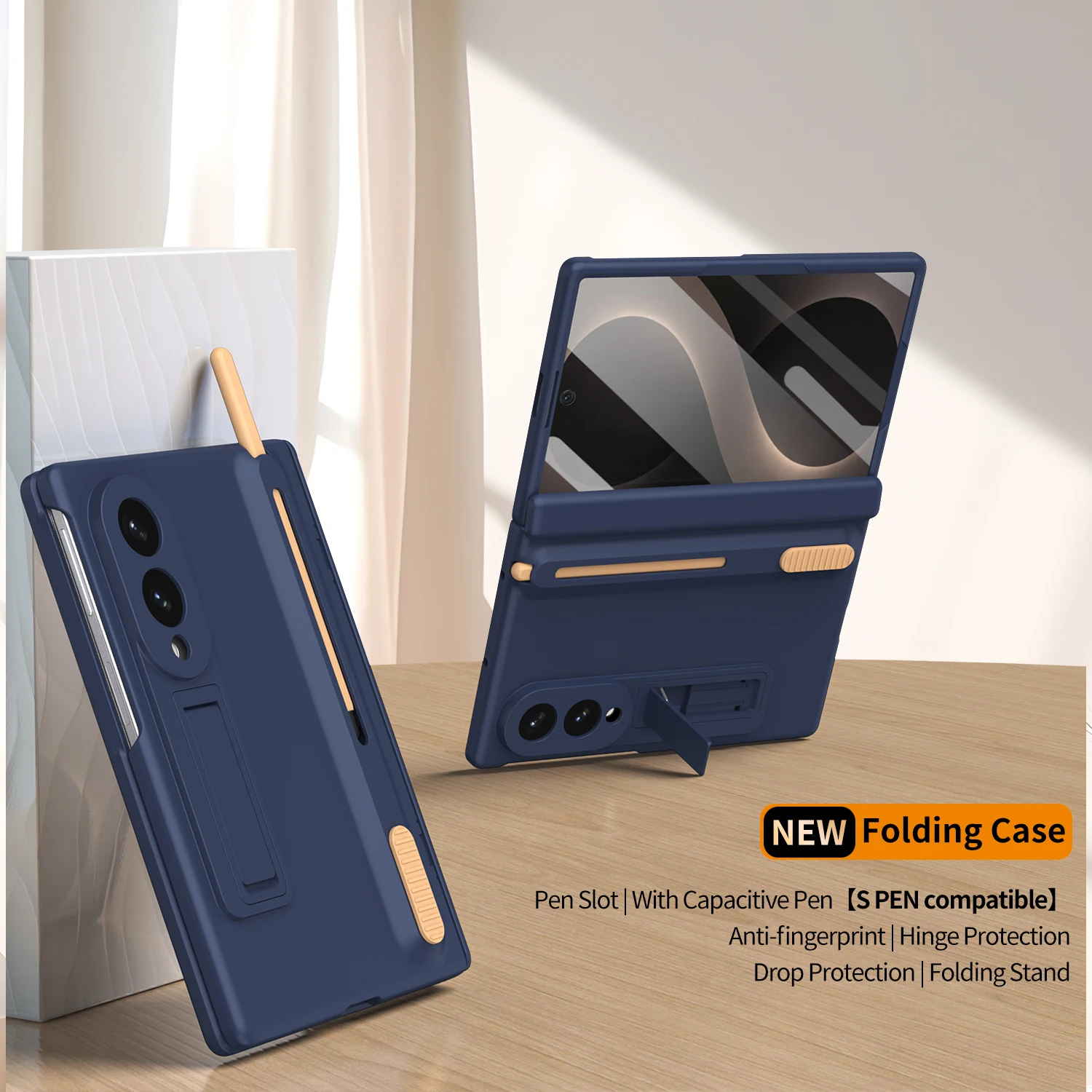 Фото Чехол для Samsung Galaxy Z Fold 8 Wide с выдвижным слотом для S Pen, встроенной подставкой, защитой шарнира и защитным стеклом для экрана №3