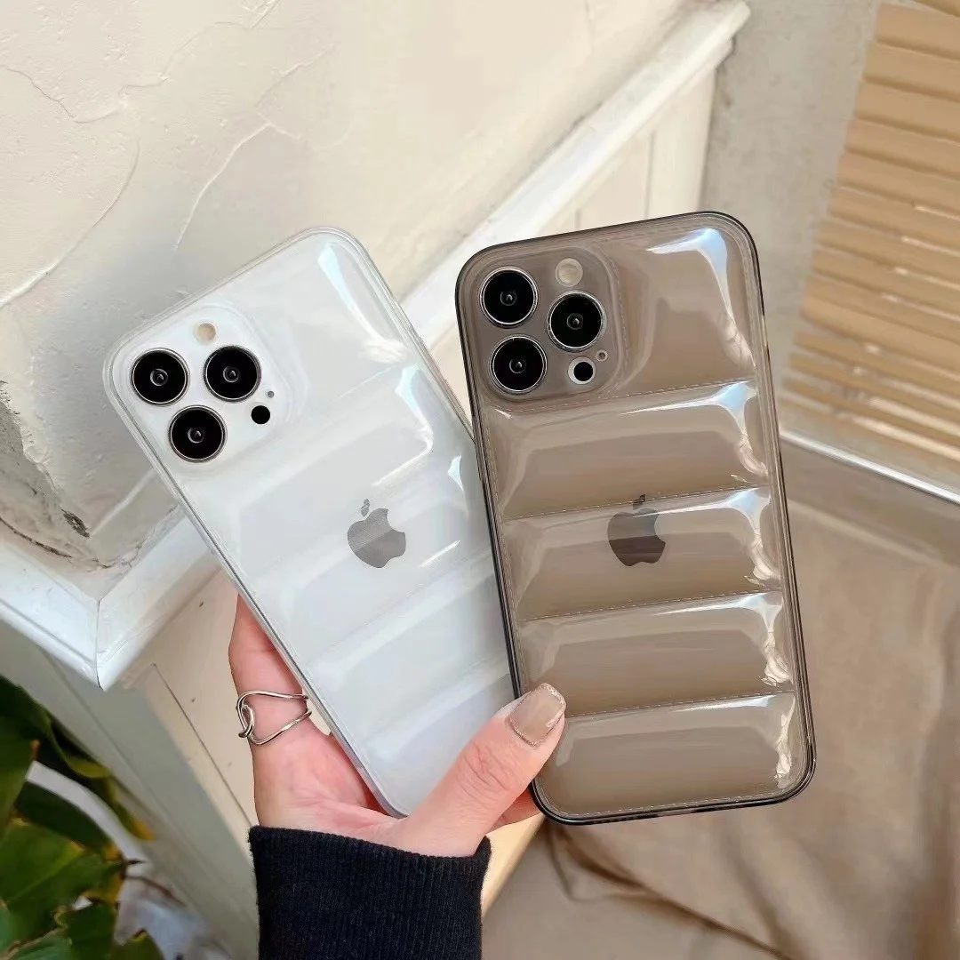 

Ins suitable for iphone13 mobile phone case iPhone 12 transparent down jacket soft shell fine hole TPU protective cover XS
