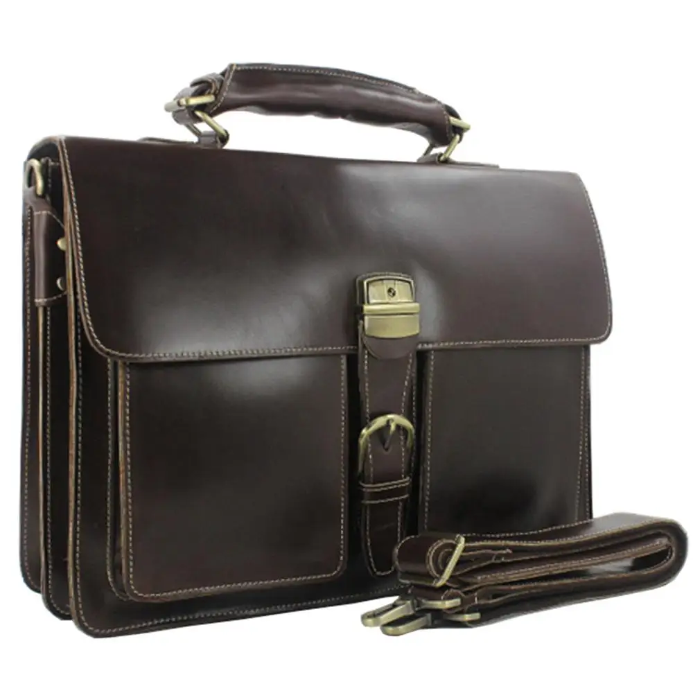 

Luxury Leather Men Briefcase Leather Briefcase Men laptop Bag 15 6 Brief Big Business Bag male Office Bag Work Bag
