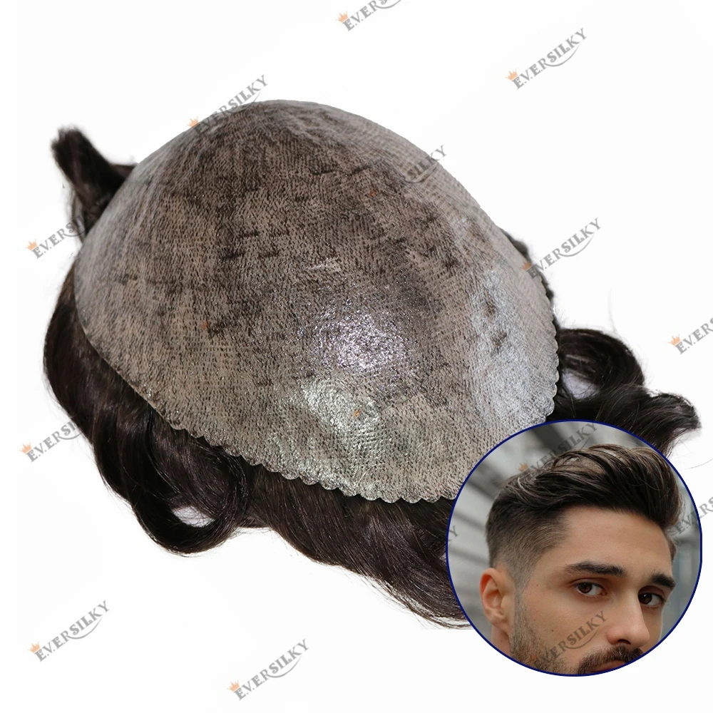 Wholesale Human Hair Toupee for Men Natural Hairline Hairpiece System Non Surgical Skin Base Wavy Indian Hair Wig Capillary Unit