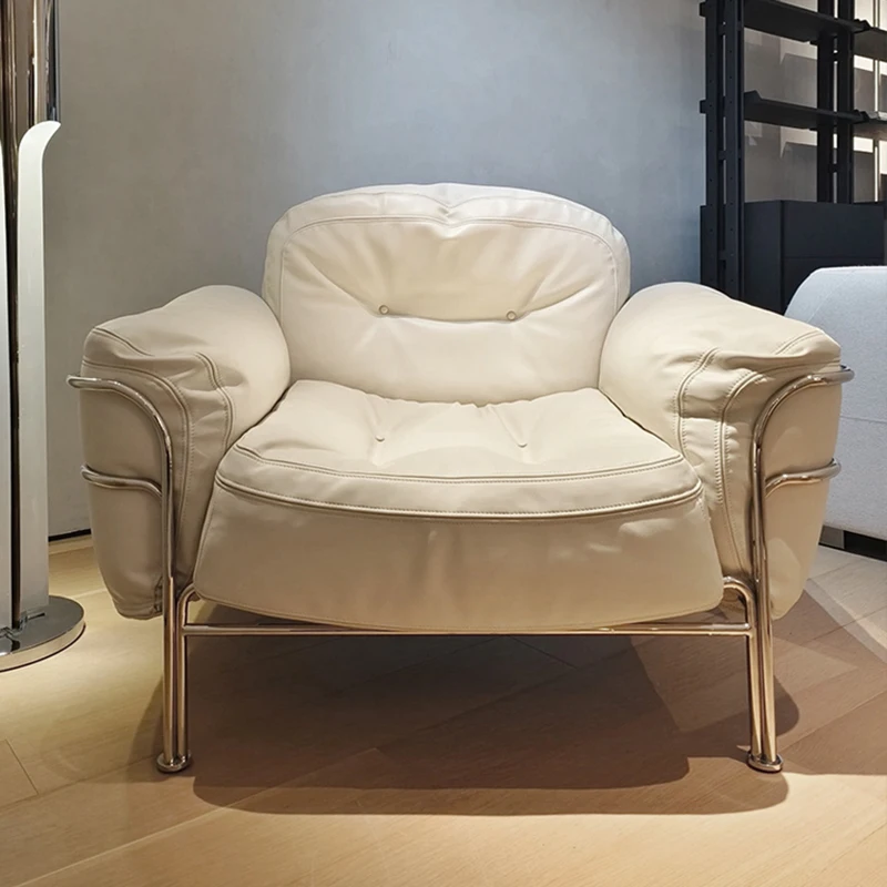 Одноместный диван-стул роскошное современное стальное кресло кожаное для