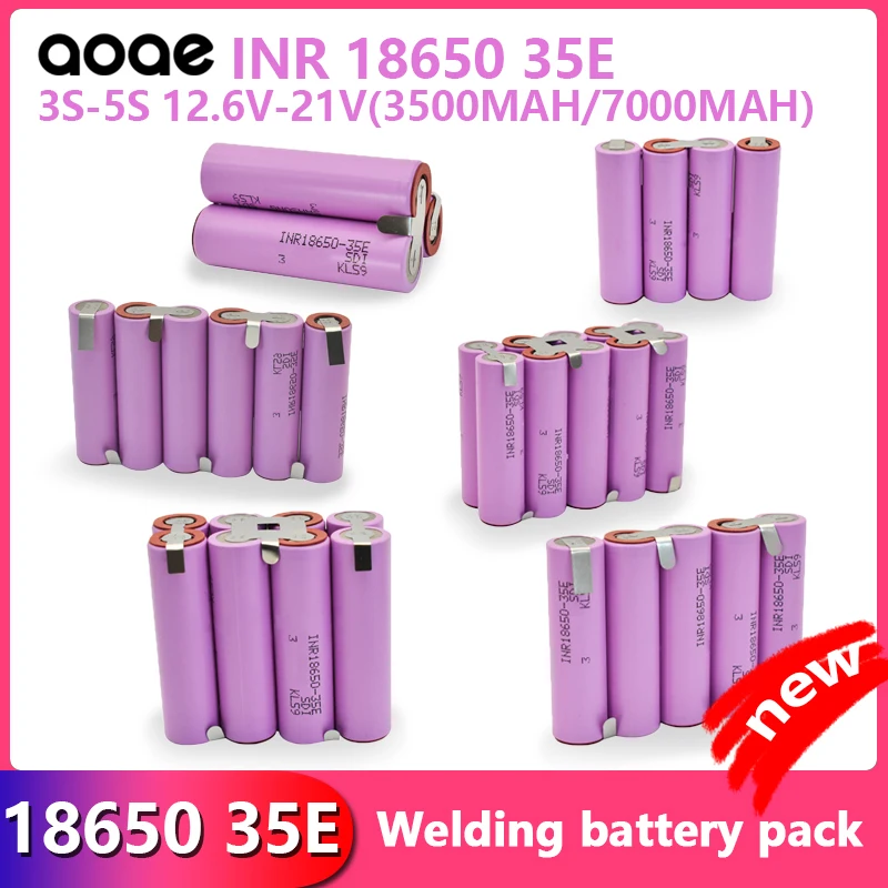 

100% original 18650 12v 16.8v 21v 25v welded lithium battery pack INR18650 35E 7000mAh, suitable for 18V screwdriver batteries