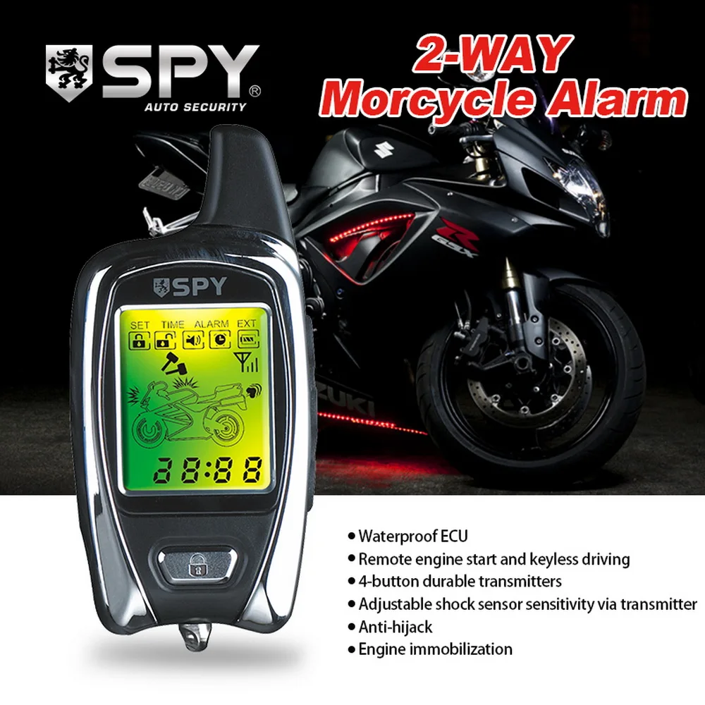 Germany Spy Two Way Motorcycle Alarm System Engine Start 2 LCD Remote 5000Meter Security Gasoline Diesel 209 Motor Bike
