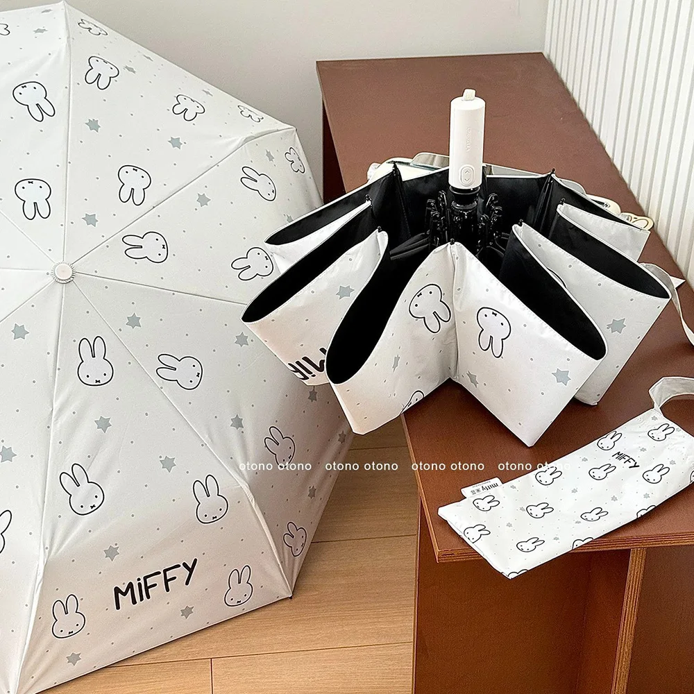 Фото Складной зонт Kawaii Miffy с милым кроликом, ручное открывание/закрывание, компактный, защита от дождя и солнца, УФ-защита, легкий, портативный, подарок для девочки №3