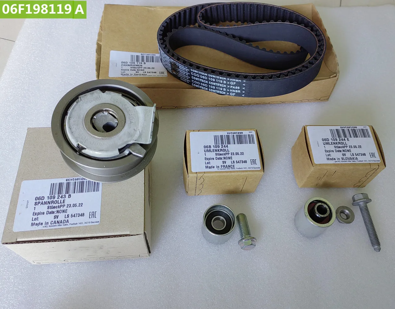 Подлинный 06F 198119 A B для VW Audi BPY BWT MK5 Jetta GTI Passat Eos A4 Seat Skoda 2.0 FSI комплект натяжителя