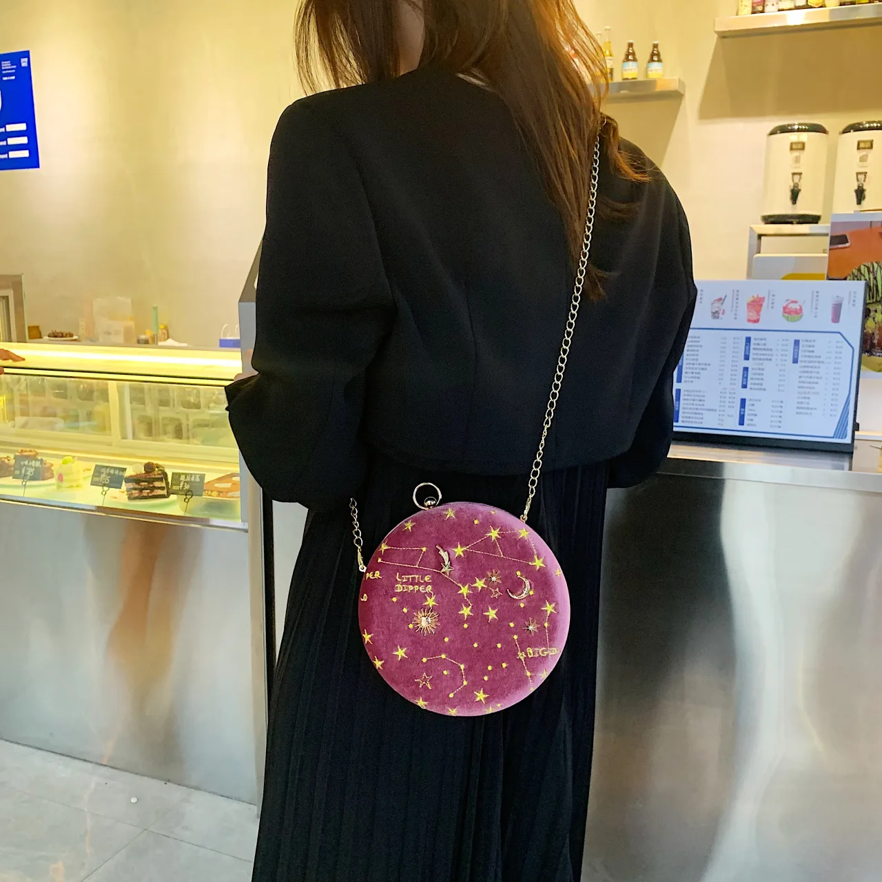 Summer Mini Bag For Women Starry Sky Pattern Fashion Round Female Bag Shoulder Round Chain Bag Portable Mini Crossbody Bags