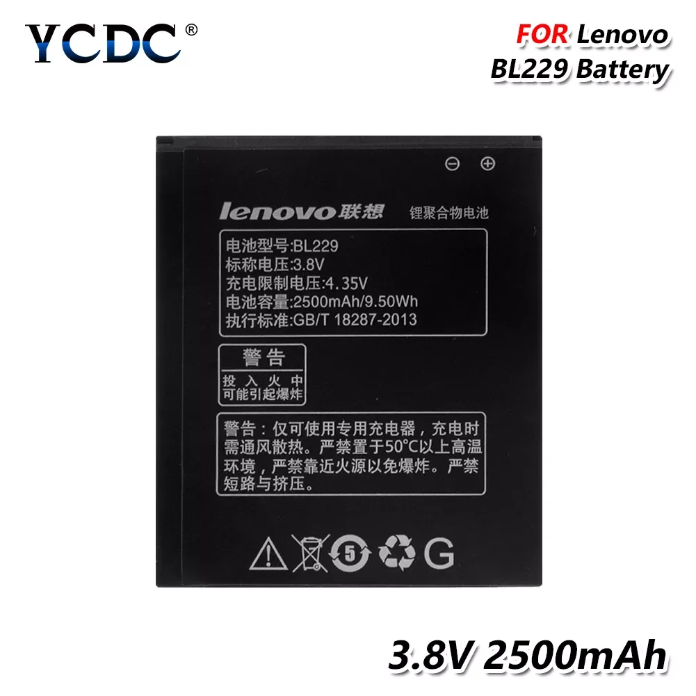 

Li-Po phone battery Rechargeable 3.8V 2500mAh BL-229 BL229 Phone Replacement Battery For Lenovo A8 A806 A808T A808T-i