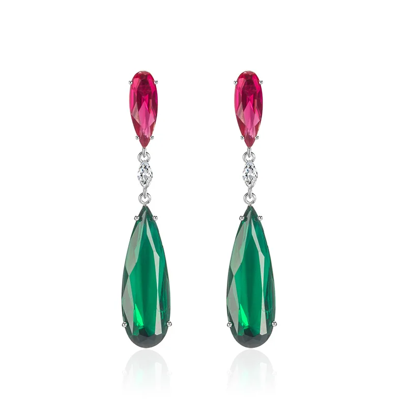 

Solid S925 Sterling Silver Green Emerald Earring for Women Aros Mujer Oreja Origin Emerald Gemstone Jewelry Orecchini Bizuteria