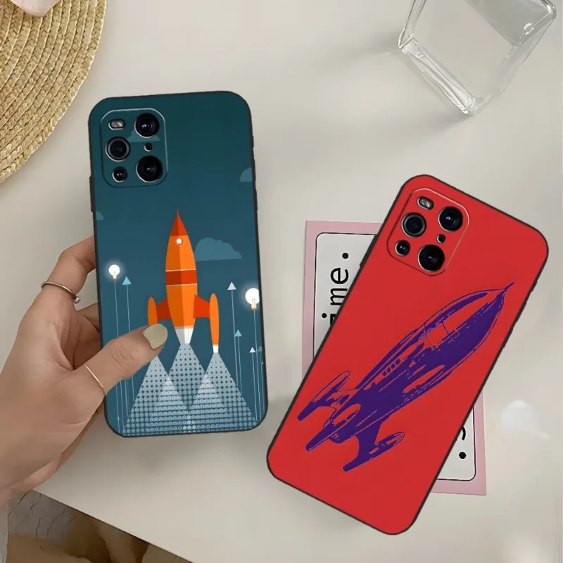 

Red Rocketship Blast Off Phone Case For OPPO Reno 6 Pro 7 Find X3 Neo A54 A55 X5 A16 A57 A92 A93 A74 A94 K9 K9S Back Cover