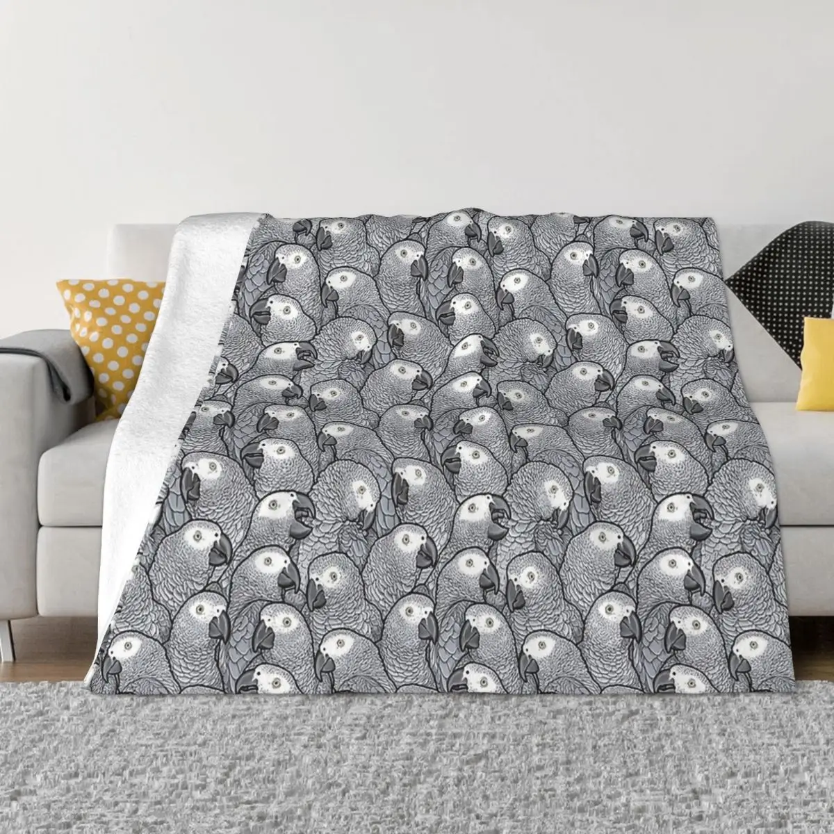 

African Grey Parrots Blanket Flannel Cozy Soft FLeece Bedspread