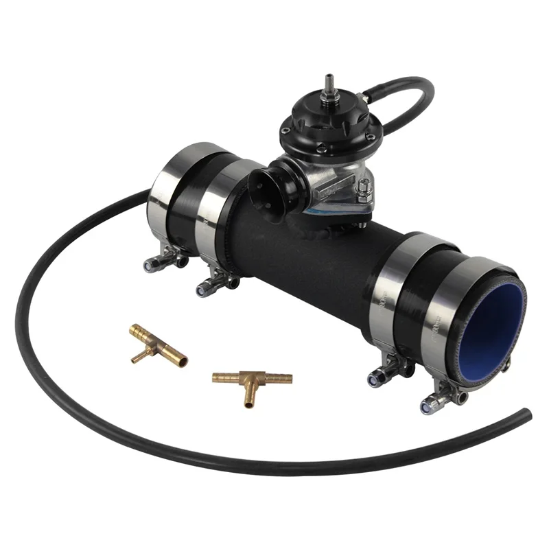 Фото Выдувной клапан 10PSI BOV + тип RS 2,75 дюйма 70 мм, адаптер для фланцевой трубы, комплект силиконовых шлангов №4