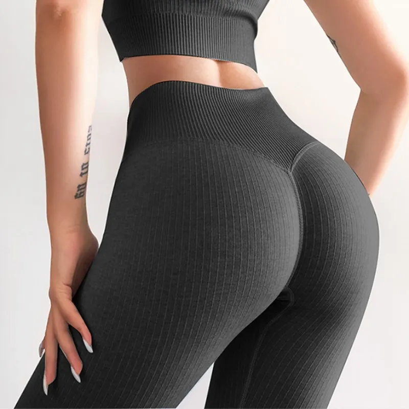

Леггинсы Спортивные, ребристые, бесшовные, с высокой талией