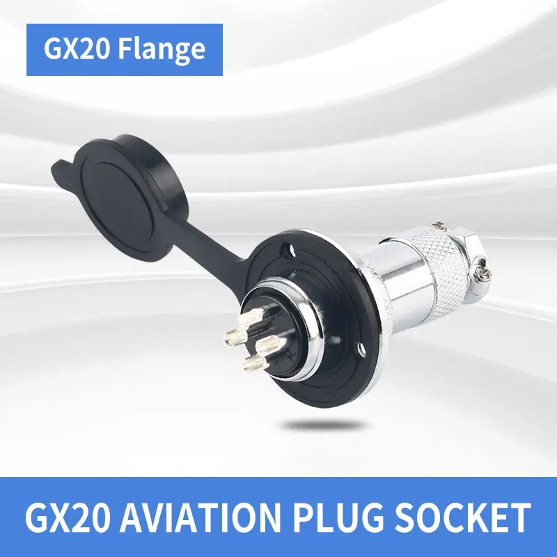 

1Set GX20 Aviation Plug 2-14 Pin DF20 Flange Cable Connector Industrial AC/DC Plugs Socket with Dust-proof Cover for Machinery