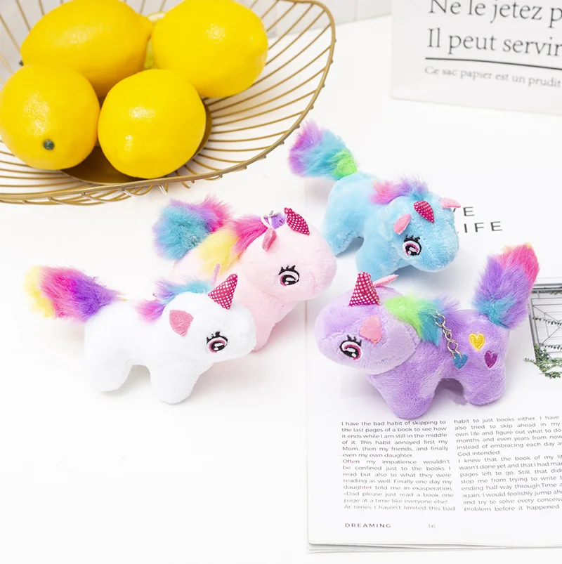 

10/15Cm Kawaii Stuffed Toy Plushie Unicorn&Groundhog Multicolor Heart Embroidered Pony Plush Keychain Pendant Toys For Children
