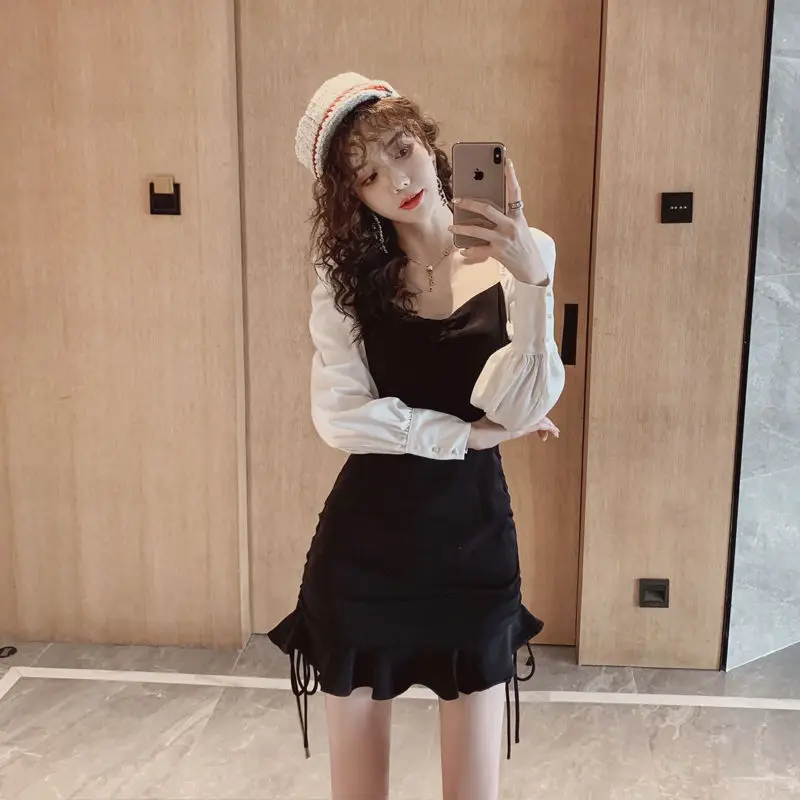 

Женская одежда с высокой талией, яркая популярная юбка для зрелой сестры, Осеннее короткое платье-годе