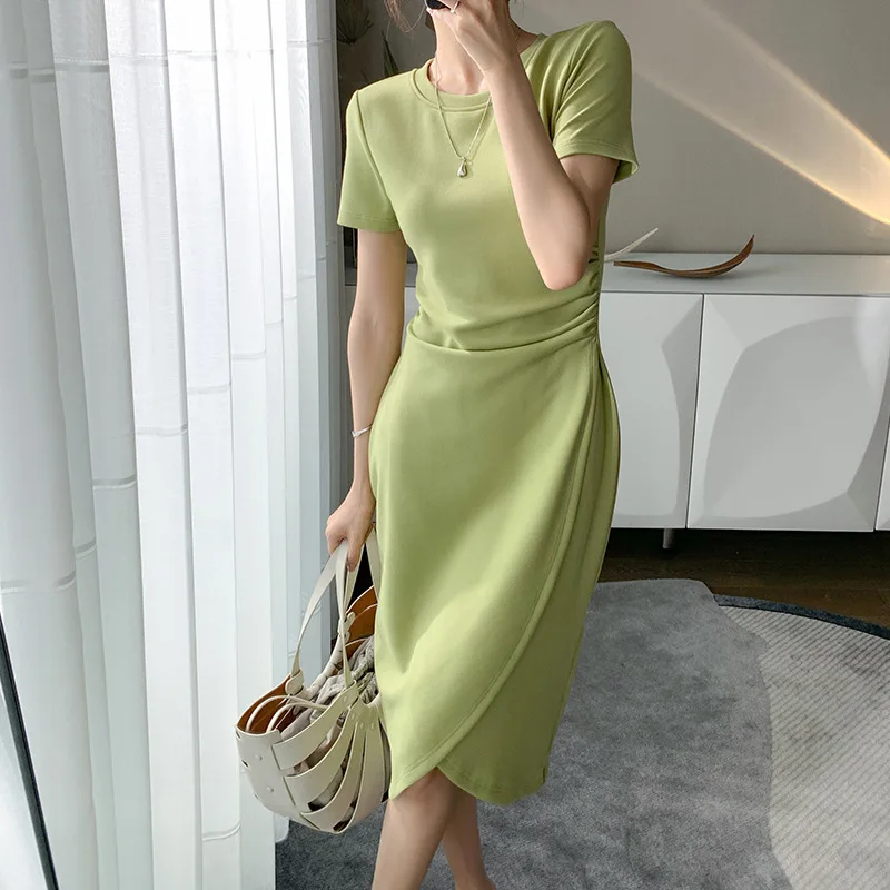 

Designer Model Intellectual Elegant 2022 Summer New Skirt Small Waist-Tight Pleating Slimming Knitted Dress