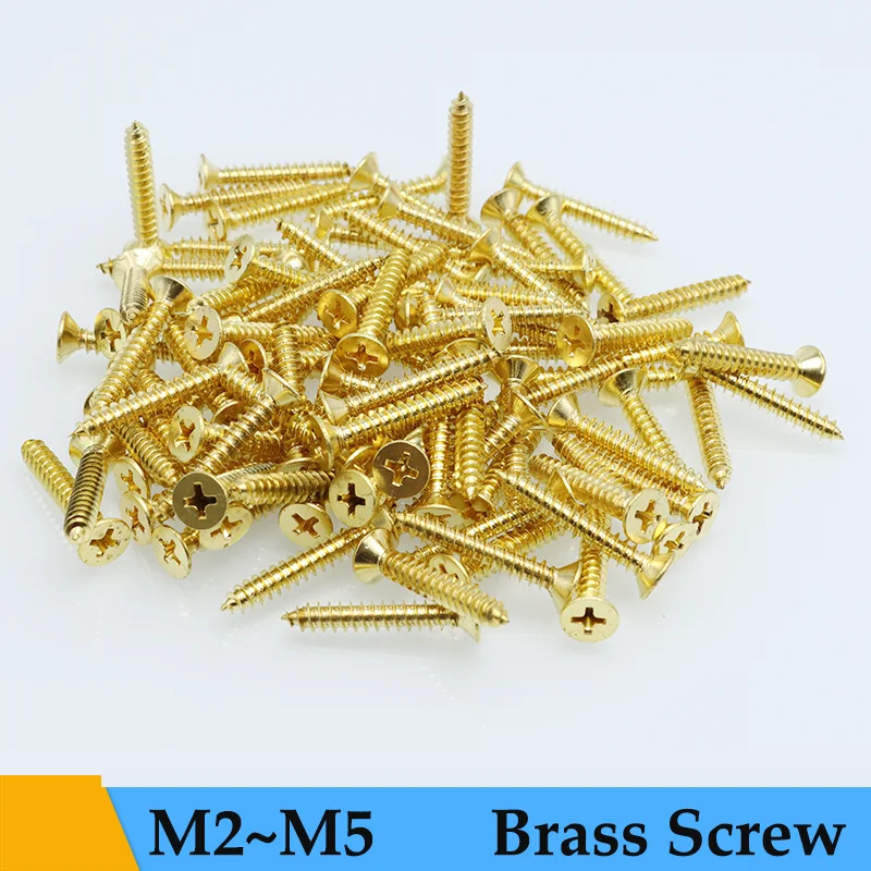 

Новый латунный саморезы по дереву с крестообразной плоской головкой M2 M3 M4 M5 Медь Phillips с потайной головкой Мебельные очки Болты для ноутбука