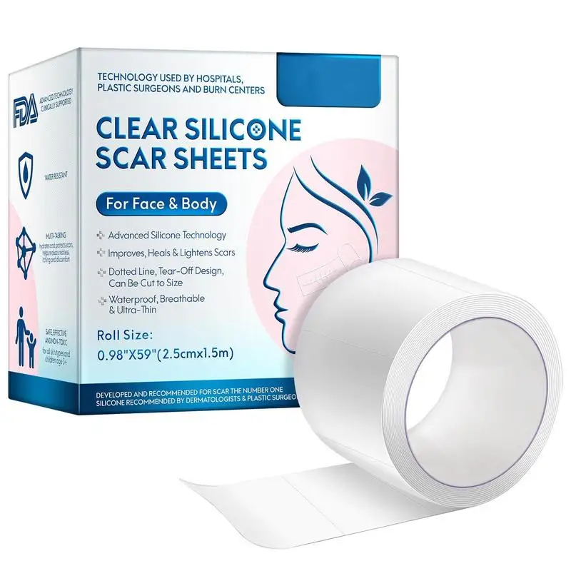 

Silicone Scar Sheets 1.5m Silicone Scar Tape Roll Waterproof Breathable Scar Patches For Women To Remove Section Scars Stretch