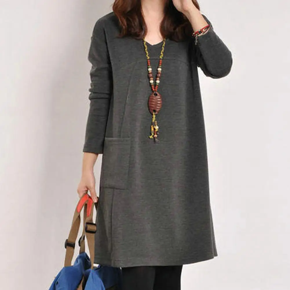 Casual  Trendy Plus Size Lady Winter Dress Womens Clothing Winter Dress Crew Neck   for Dating