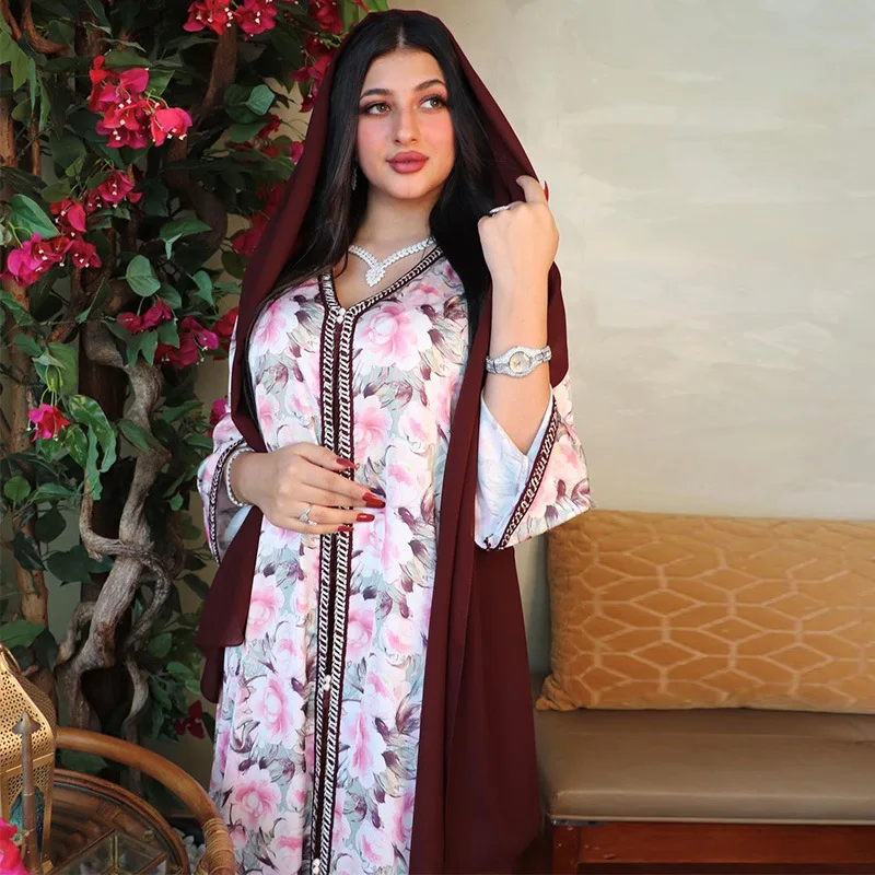 Muslim Dress 2022 Middle East Islamic Abaya Dubai Women Print Long Dress Abaya Turkey Muslim Fashion Robe Femme Musulmane