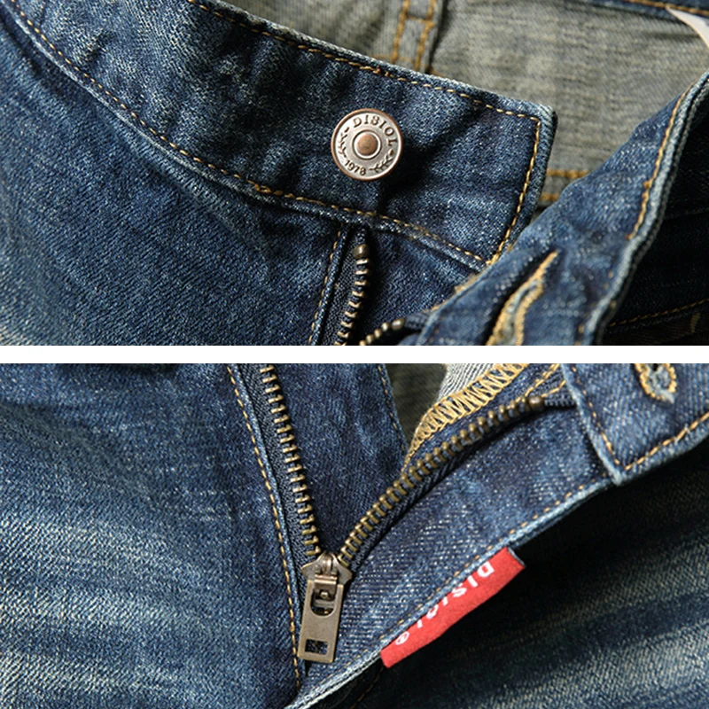 Streetwear Fashion Men Jeans Retro Blue Elastic Slim Fit Spliced Designer Vintage Ripped Jeans Men Hip Hop Biker Pants Hombre