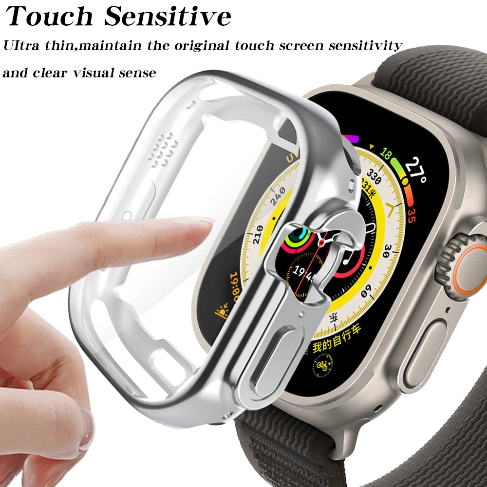 360 Full Soft Clear Protective Case for Apple Watch Ultra 49mm TPU Screen Protector Bumper for iWatch Series 7/8 41mm 45mm Cover