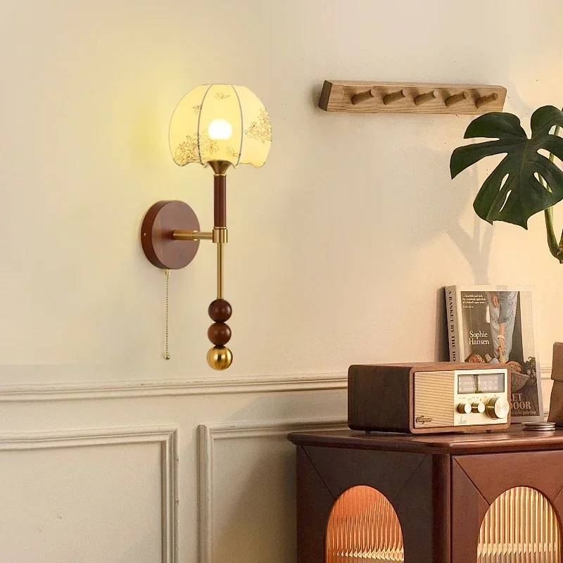 Настенный светильник OUFULA Современный из железа дерева и стекла