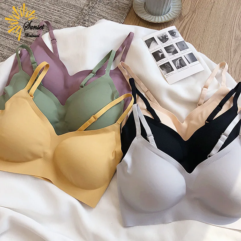 

Women Sexy Bras Plus Size Bralette Backless Seamless Bra Brassiere Vest Gathers Shock-Proof Soutien Gorge Wireless Top Lingerie