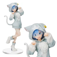 genuine spot puck rem ram anime figure re zero starting life in another world cute cat ear elf girl standingmodel toys pvc doll