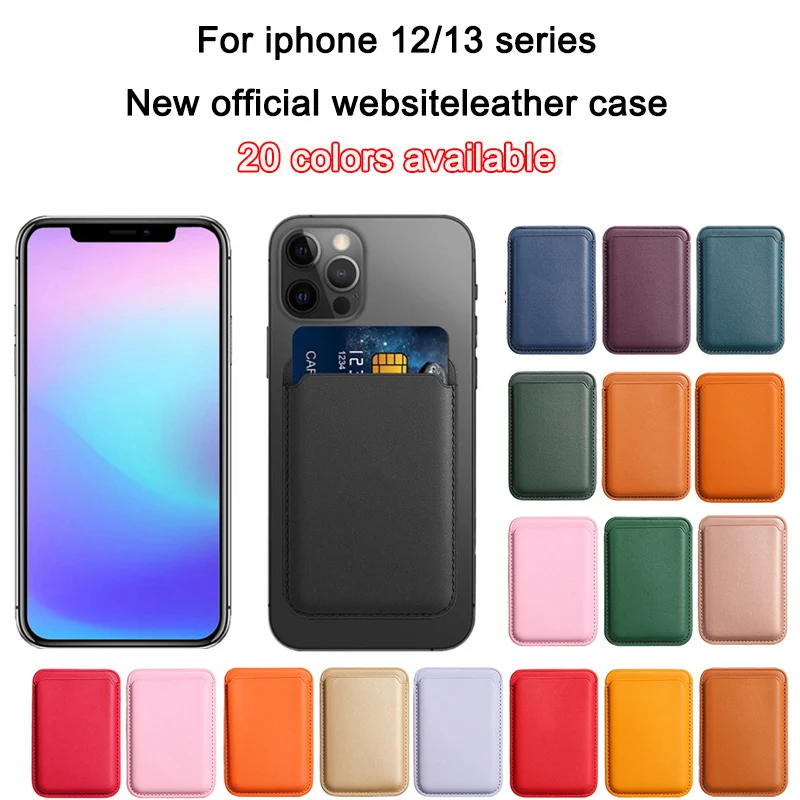 

For Magsafe Leather Wallet Card Solt Bag For iPhone 12 13 Pro Max 13Mini Official Magnetic ID Credit Card Holder Back Case