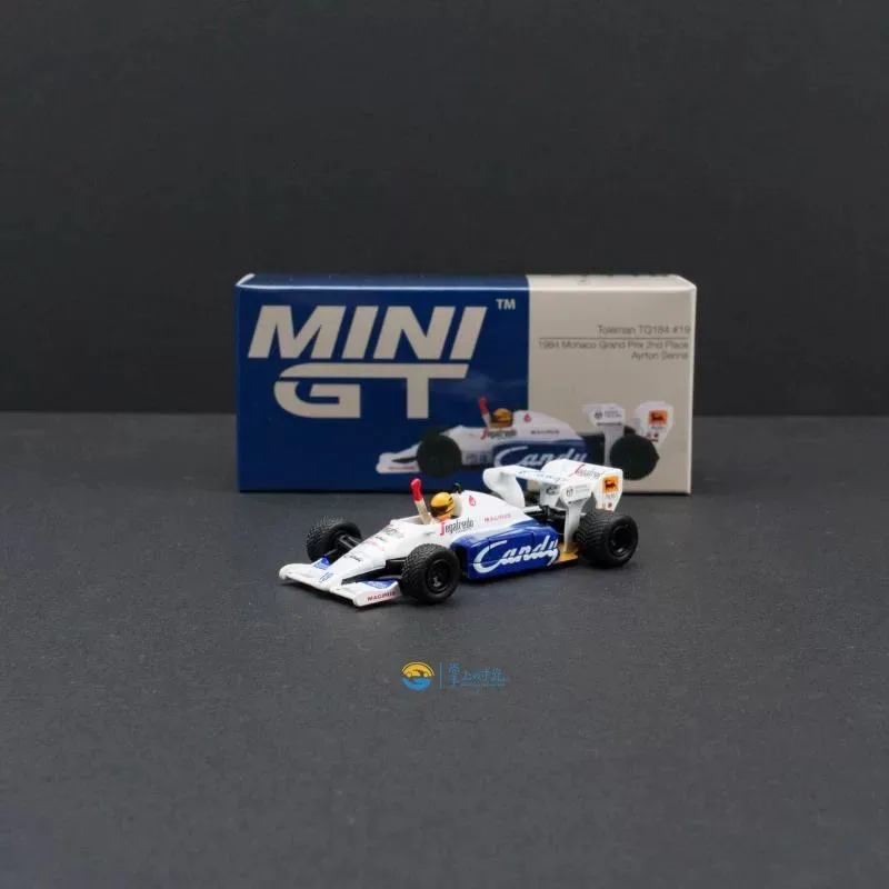Фото MINI GT 1/64 Lotus 99T Ayrton Senna Toleman TG184 # 19 # Коллекционная модель гоночного автомобиля F1 12 Monaco, литая под давлением, для мальчиков, подарок №5