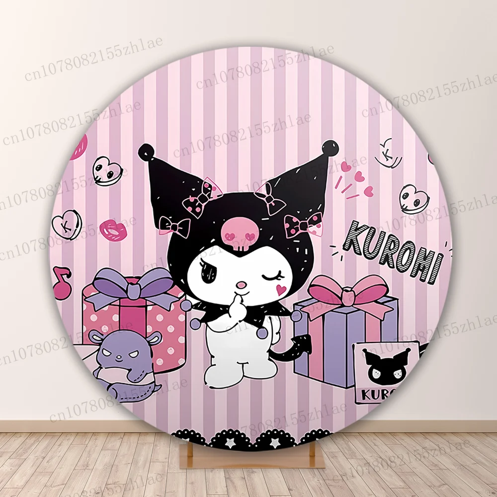 Круглая фотография для дня рождения Hello Kitty kuromi детский фон фотосъемки мультяшный