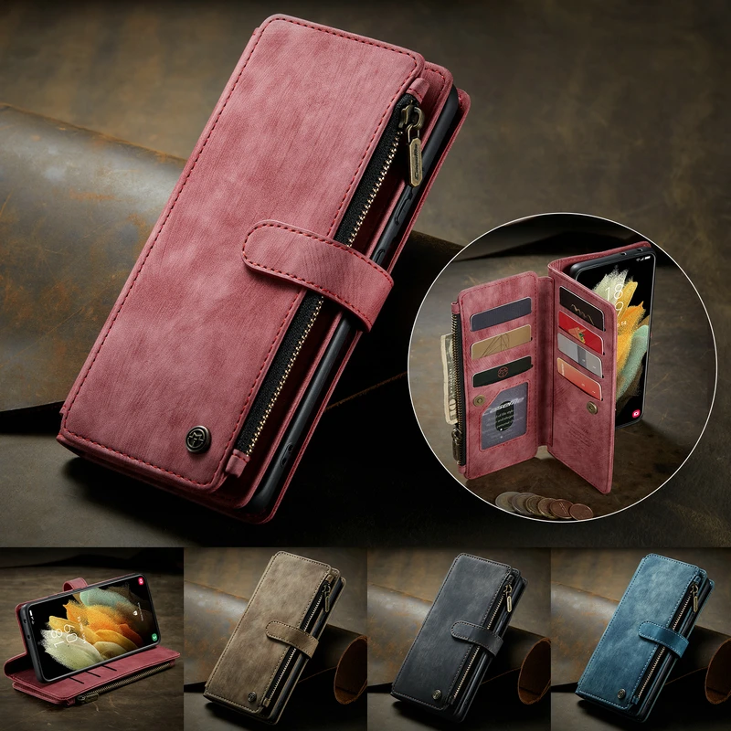 

Чехол-книжка CaseMe S22 для Samsung, S21, S10 Plus, Ultra, S21FE, S9, S8, Galaxy Note 10, 9 Plus, кожа, Ретро стиль, с отделением-бумажником