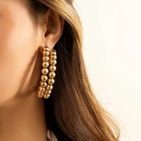 lacteo vintage double layered ccb plastic hoop vintage hoop earrings for women exaggerated large circle loop earrings jewelry
