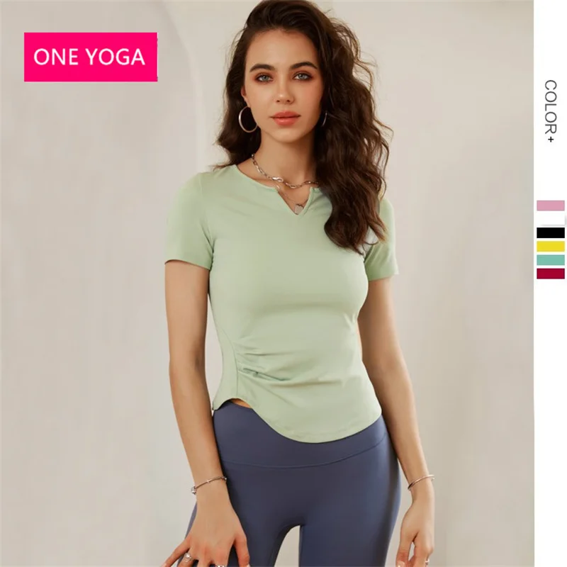 

Seamless Yoga Short Sleeve Tight Sports Short Sleeve T-Shirt Top Gym High Strength Shockproof Quick Dry Running Fitness Wear