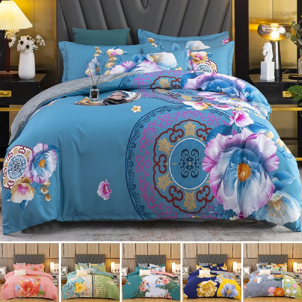 

Роскошный комплект постельного белья в скандинавском стиле с цветочным рисунком, пододеяльником, простыней, наволочкой, двуспальный, Корол...