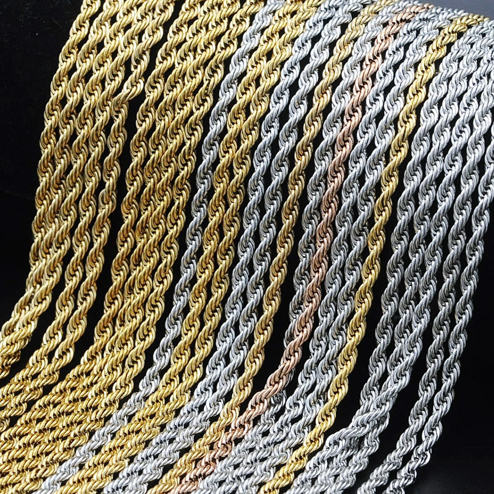 

Stainless Steel Braided Rope Chain Necklace For Men Women Gold/Silver Color Metal Choker Necklace Punk Style Jewelry Gifts,1PC