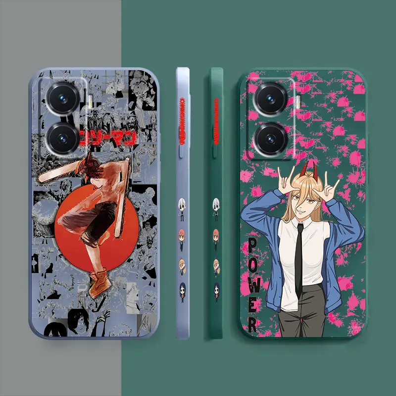 Anime Power Denji Chainsaw Man Case For VIVO Y55S Y31 Y33S Y55 Y35 Y51S Y52S Y53S Y66 Y73S Y77 5G Y85 Y93 Case Funda Shell Capa