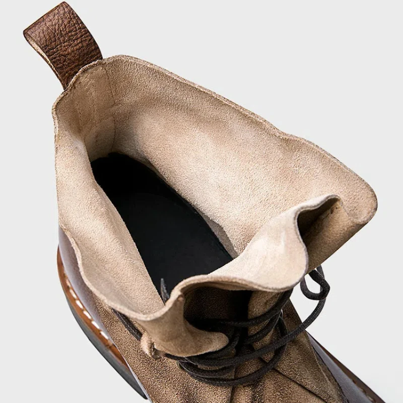 Ботинки из воловьей кожи на флисовой подкладке мужские короткие ботинки