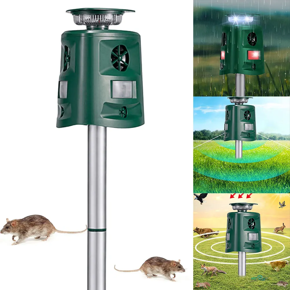 Ультразвуковой Отпугиватель Животных 360 Градусов На Солнечной Энергии IP44