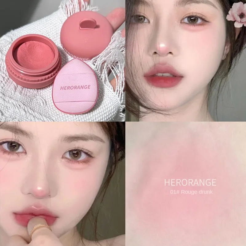 

HERORANGE Blush Cream Waterproof Eye Shadow Face Repair Sun Red Women Face Lasting Velvet Mousse Blush Facial Blush Cosmetics