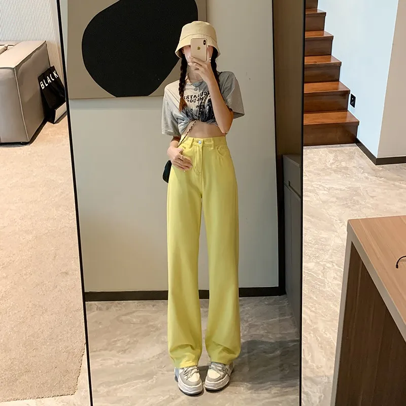 

High Street High Waist Straight Loose Jeans Women Casual