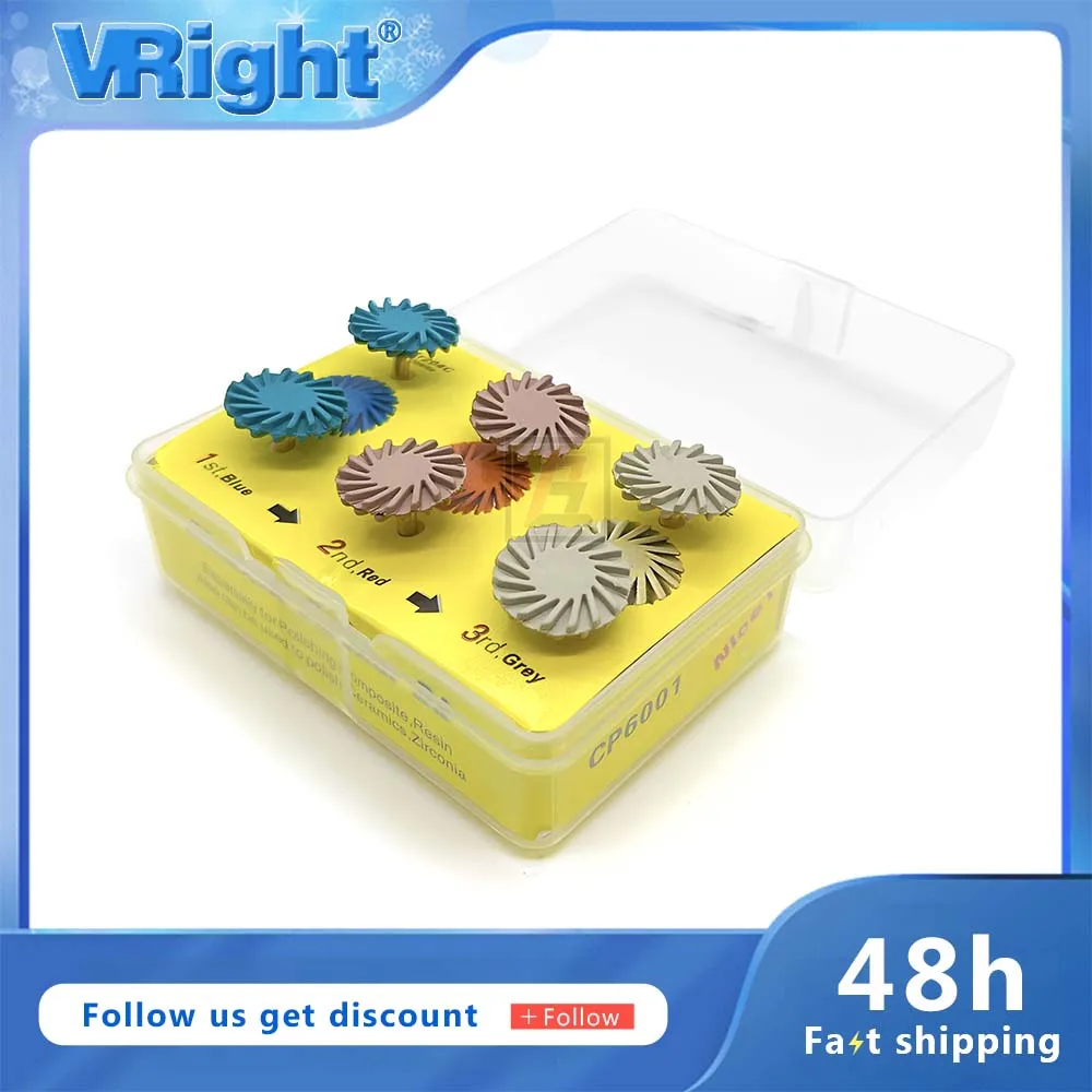 

6pcs/Set 14mm RA Disc Kit Dental Rubber Polisher Wheel Spiral Flex Brush Burs Tools Composite Resin Polishing Diamond System