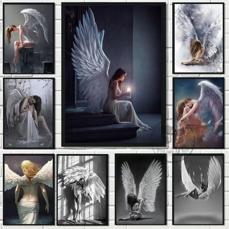 Постер с изображением красивой ангельской девушки Готическая мода