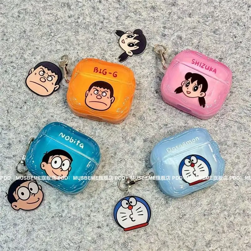 Cartoon Anime Doraemon Airpods 1/2 Generation Headphone Case Big G Nobita Nobi Iphone Wireless Bluetooth Pro with Pendant