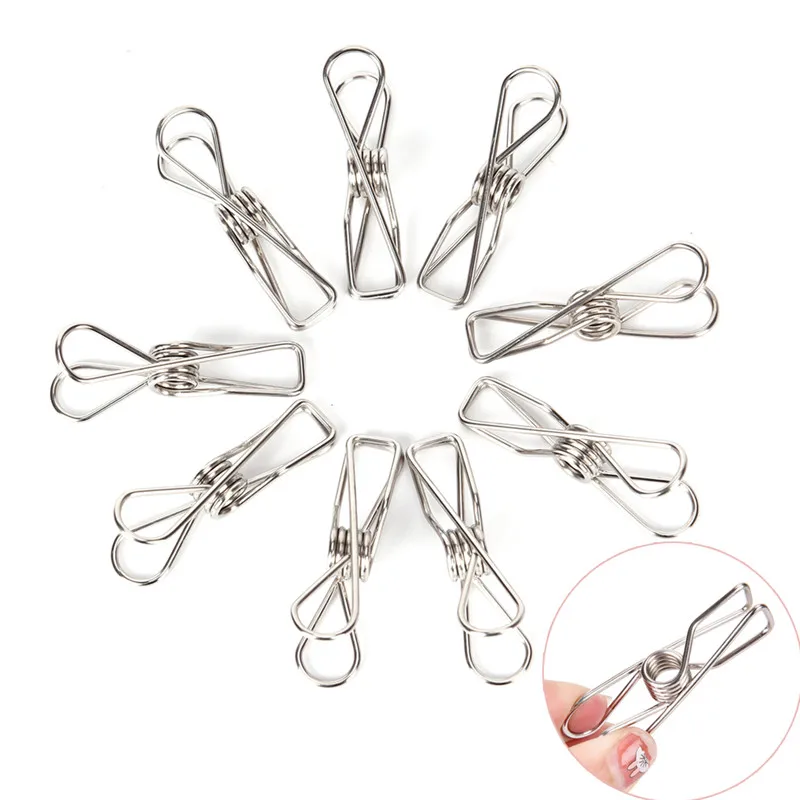 

20 Pcs Metal Clothes Pegs Stainless Steel Washing Line Hanger Paper Photos Clip Alloy