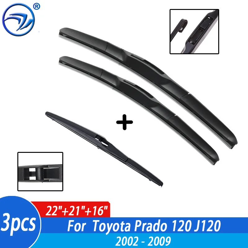 

Комплект передних и задних щеток стеклоочистителя для Toyota Prado 120 J120 2002 03 04 05 06 07-2009, лобовое стекло, лобовое стекло 22 "+ 21" + 16"