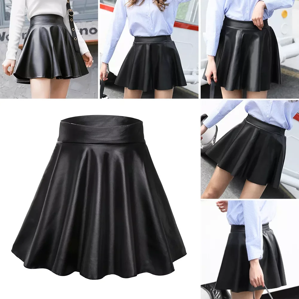 

New in Faux Leather Skirts High Waist Elastic Mini Short Skirt Multipurpose For Skater Work Nightclub jackets golf jacket