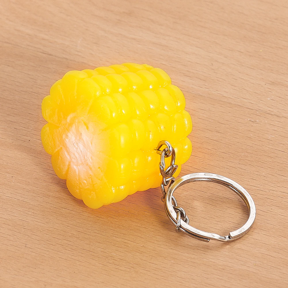 

PVC Stereoscopic Emulation Corn Maize Cereals Food Resin Keychain Funny Photo Prop Student Knapsack Dangle Charm Pendant Jewelry
